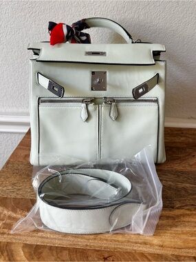 Vert Mint Green 28 LKS KL Zipper Pocket Bag Satchel Belted Shoulder Purse